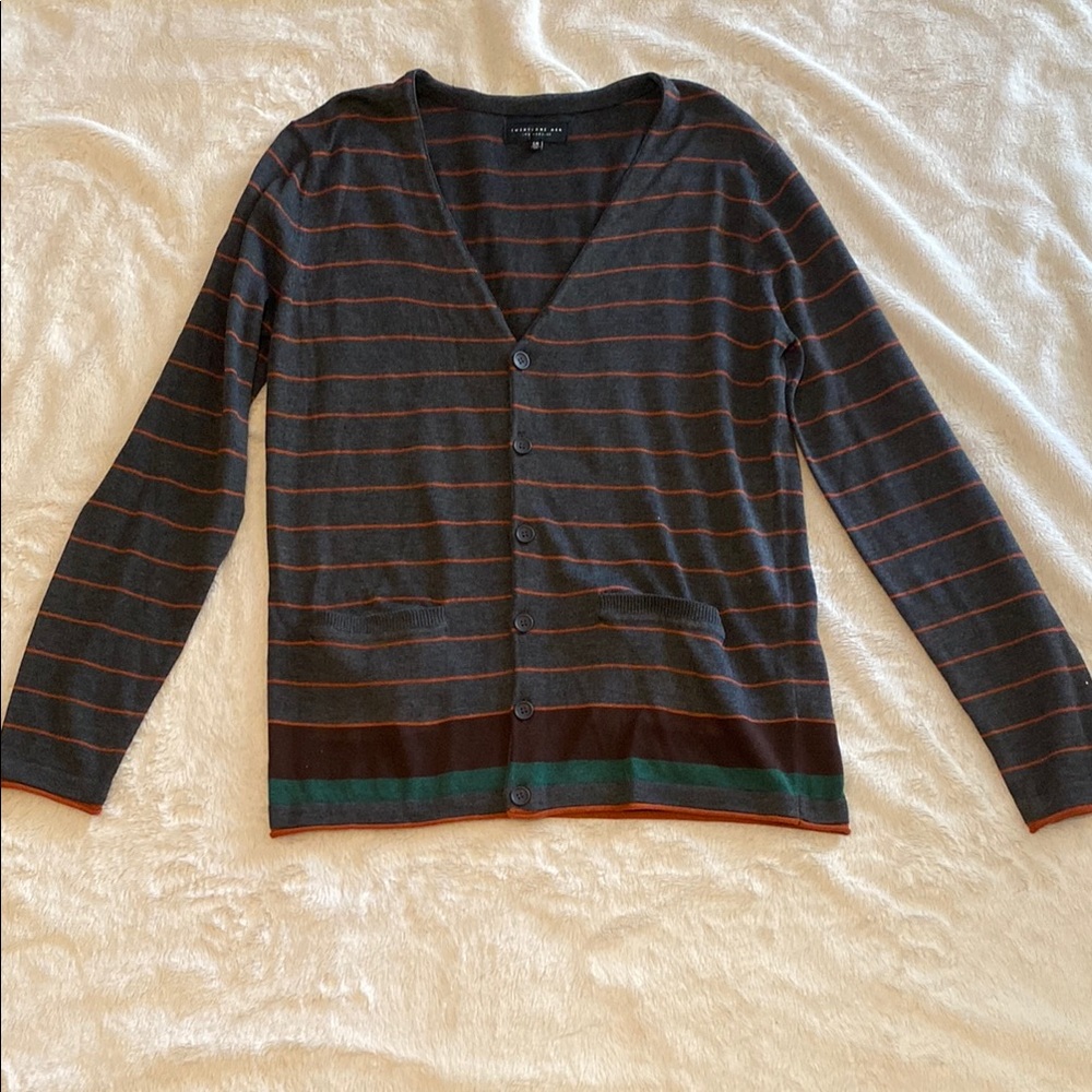Twentyone Men Gray and Orange Cardigan Sweater